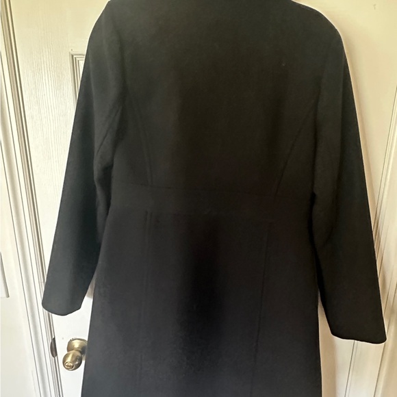 J. Crew Factory Black Trench Lady Day Coat with Faux Fur Collar - Picture 6 of 6